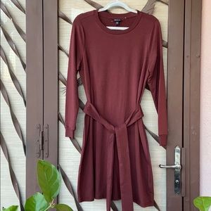 New Torrid Stretchy Jersey Burgundy Long Sleeve  Dress Sz M, 10-12, (Torrid 00)